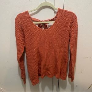 Peach Open Back Knitted Sweater